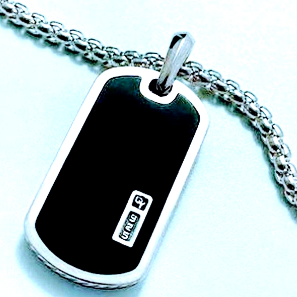 David Yurman Black Onyx Dog Tag Pendant